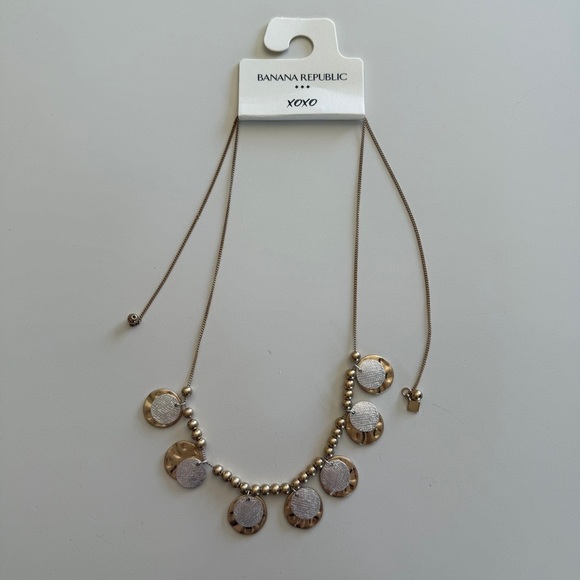 Banana Republic- Factory Store- Bronze-Gold-Silver-Two Tone-Coin-Necklace-Beads - Picture 2 of 9